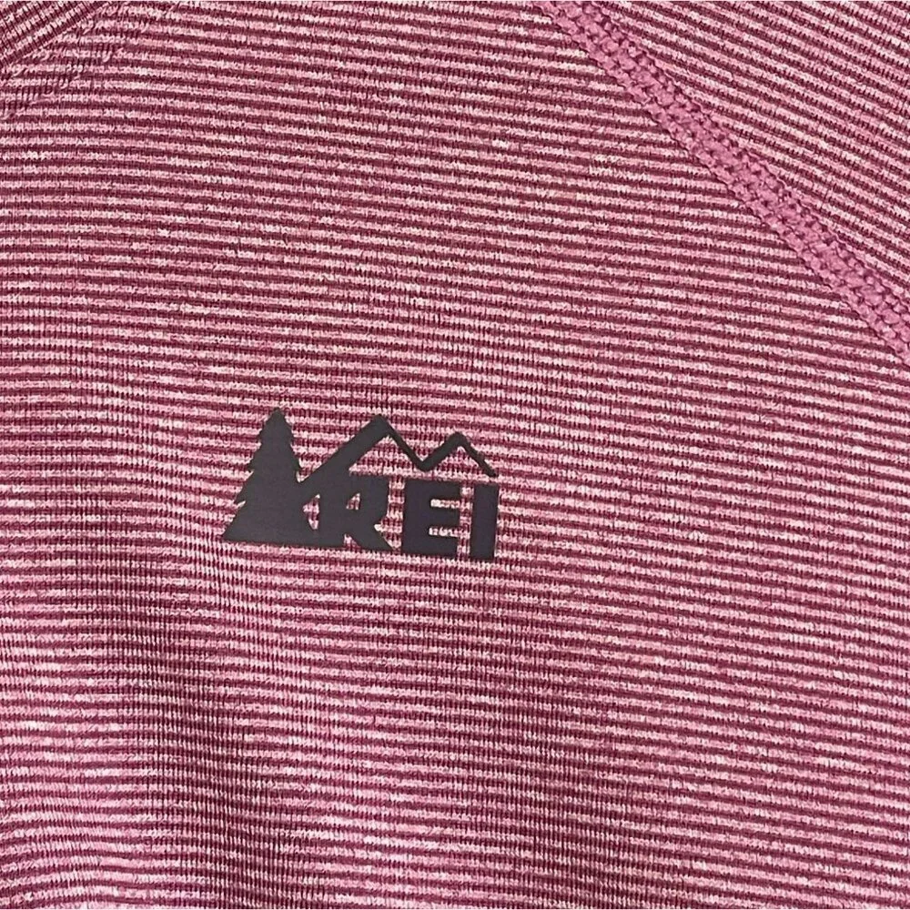 REI Performance Tee Long Sleeve Crew Neck Stretchy Women's XL Pink Gray Stripes - Picture 8 of 12